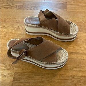 Marc Fisher Tan Suede Espadrille Sandals